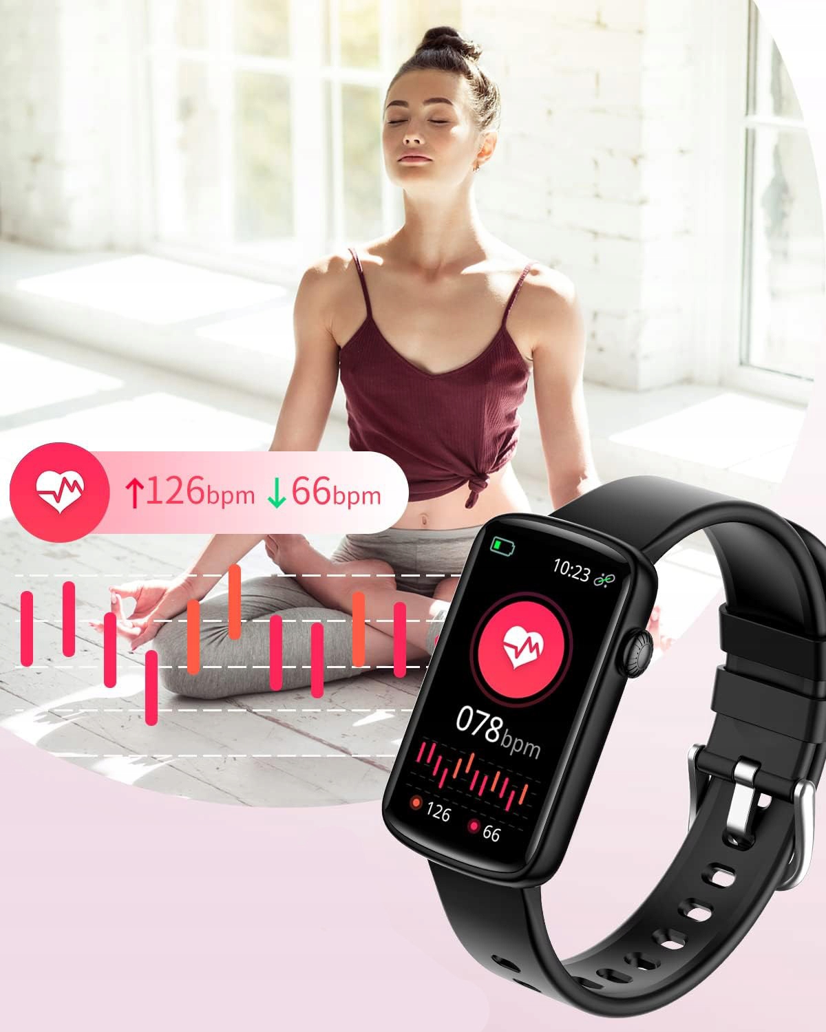 LYNN2 Smartwatch 1,47" Tracker Tętno Saturacja Sen Android iOS IP68 CZARNY Marka Inna