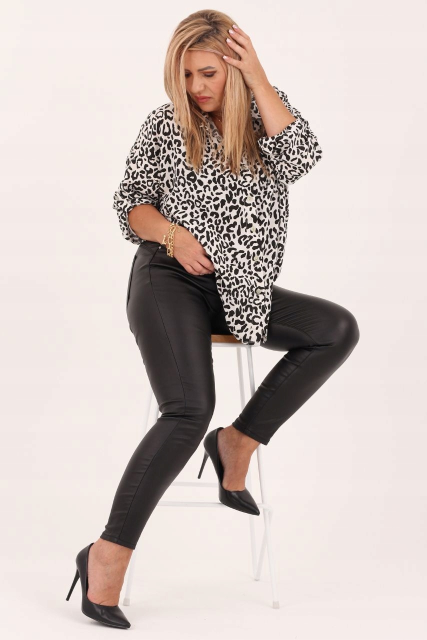 SPODNIE WOSKOWANE DAMSKIE MODELUJĄCE MODNE DUŻE ROZMIARY WYSZCZUPLAJĄCE Rozmiar 52