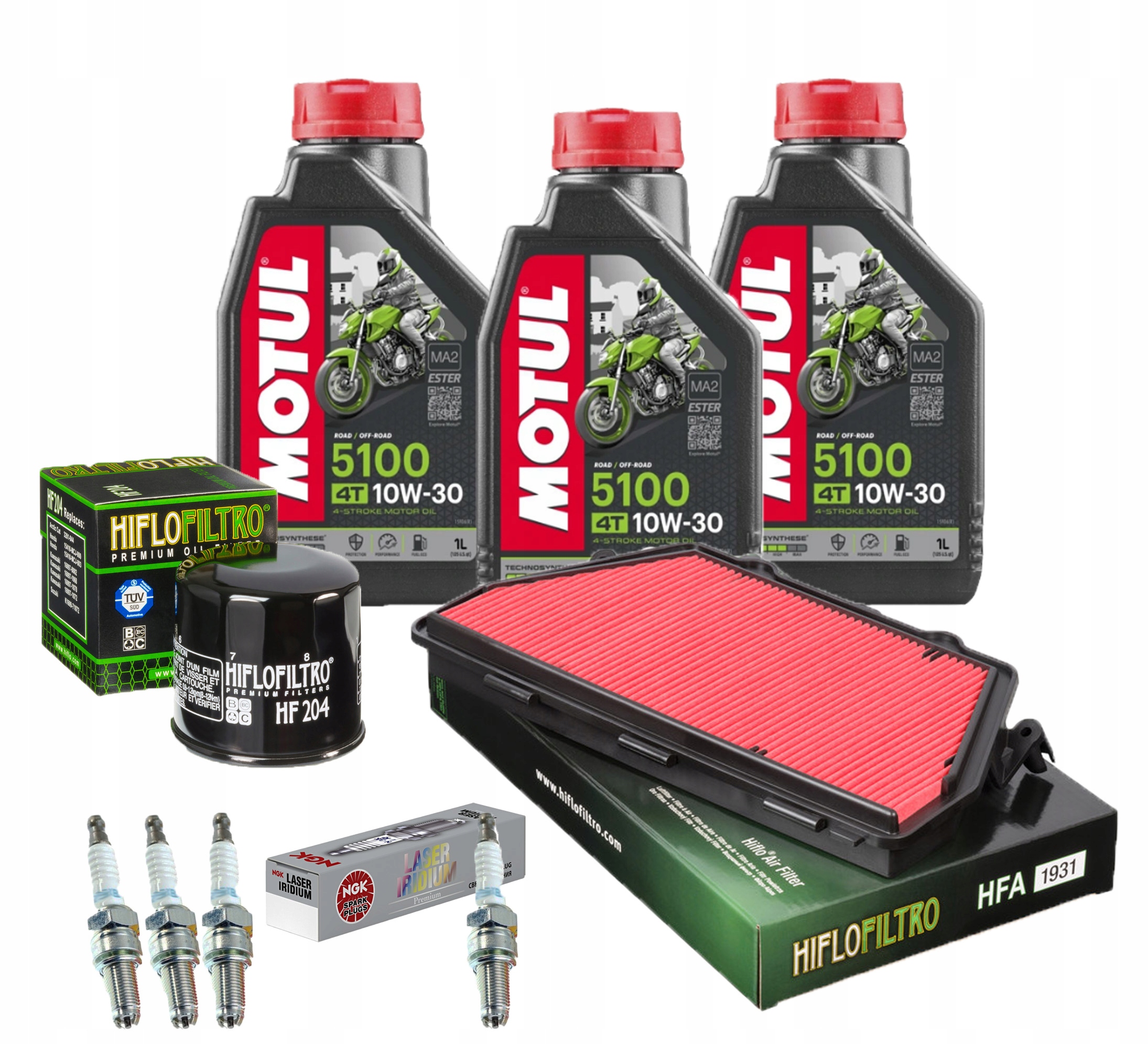 Olej do HONDA CBR1000RR SC59 Olej Motul 5100 10W30 Filtr Świece NGK
