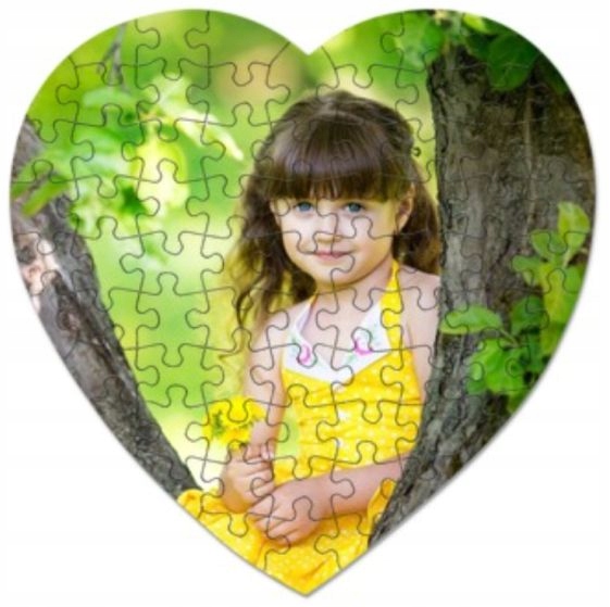 FOTO puzzle SERCE ze zdjęciem + TEKST 63 el A4