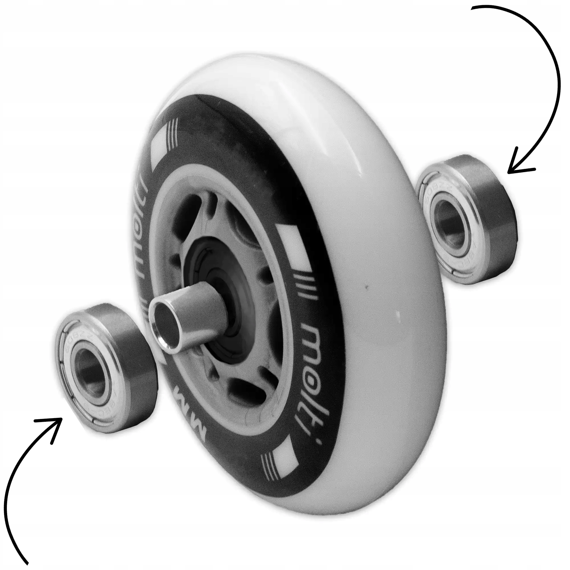 8x Kółka łożyska komplet do rolek 76 mm + abec-9 kauczukowe molti Twardość kół 82A