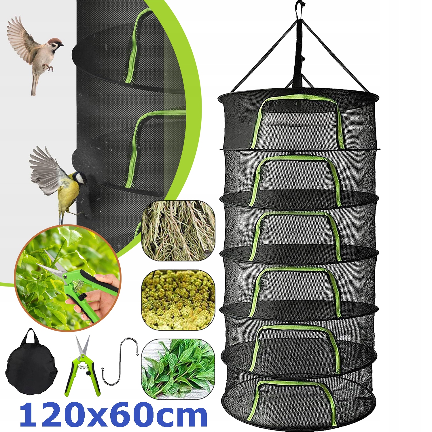 6 WARSTWY SUSZARKI DO ZIÓŁ, DO ZAWIESZENIA, KOSZ DO SUSZENIA, DO WARZYW