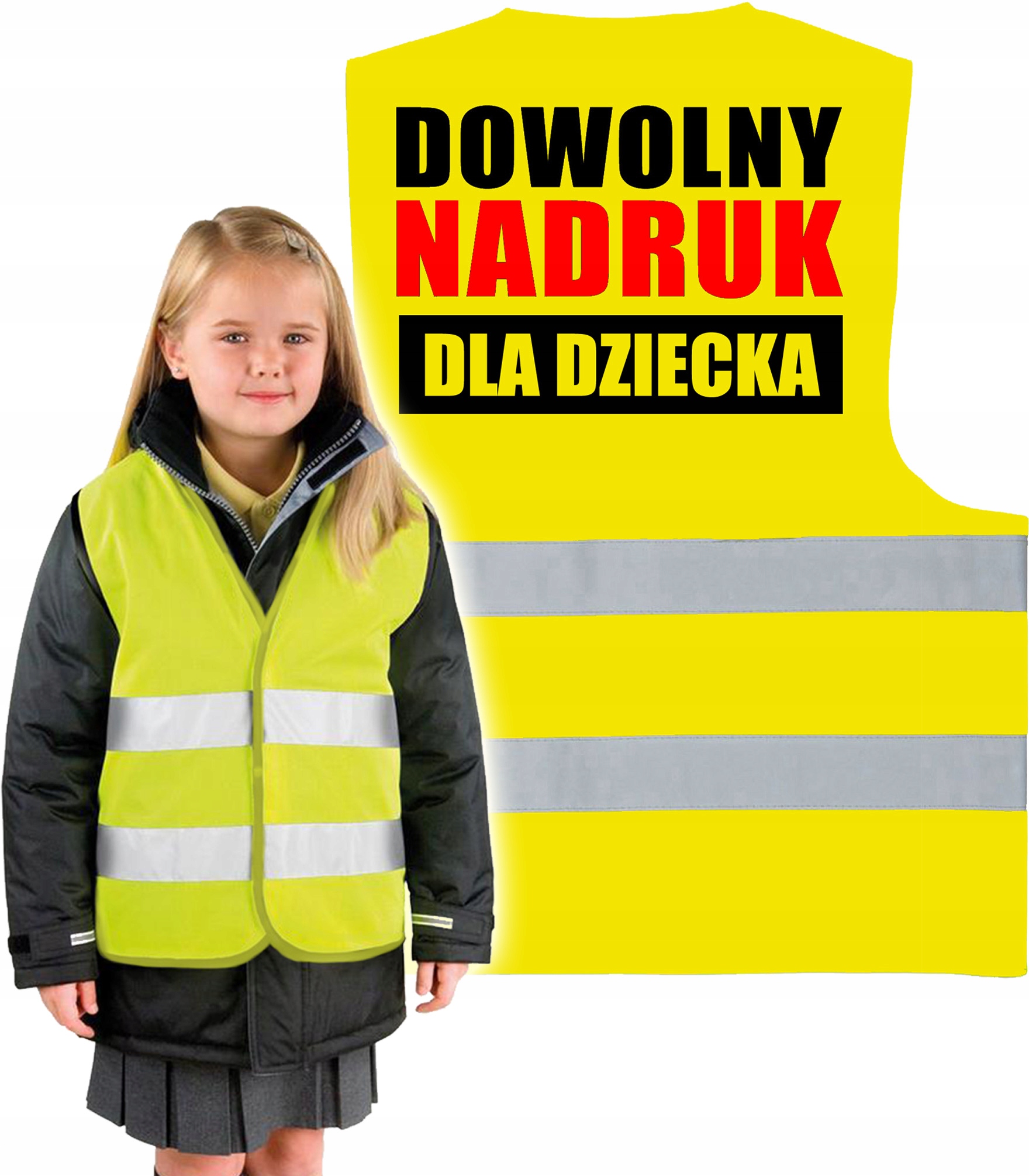 KAMIZELKA ODBLASKOWA DZIECIĘCA DLA DZIECKA Z WŁASNYM NADRUKIEM ROZMIAR M EAN (GTIN) 5907021788199