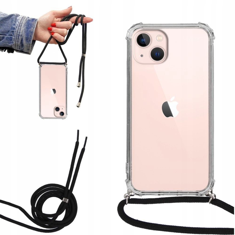 

Etui Crossbody do Iphone 13 Czarny Sznurek Smycz