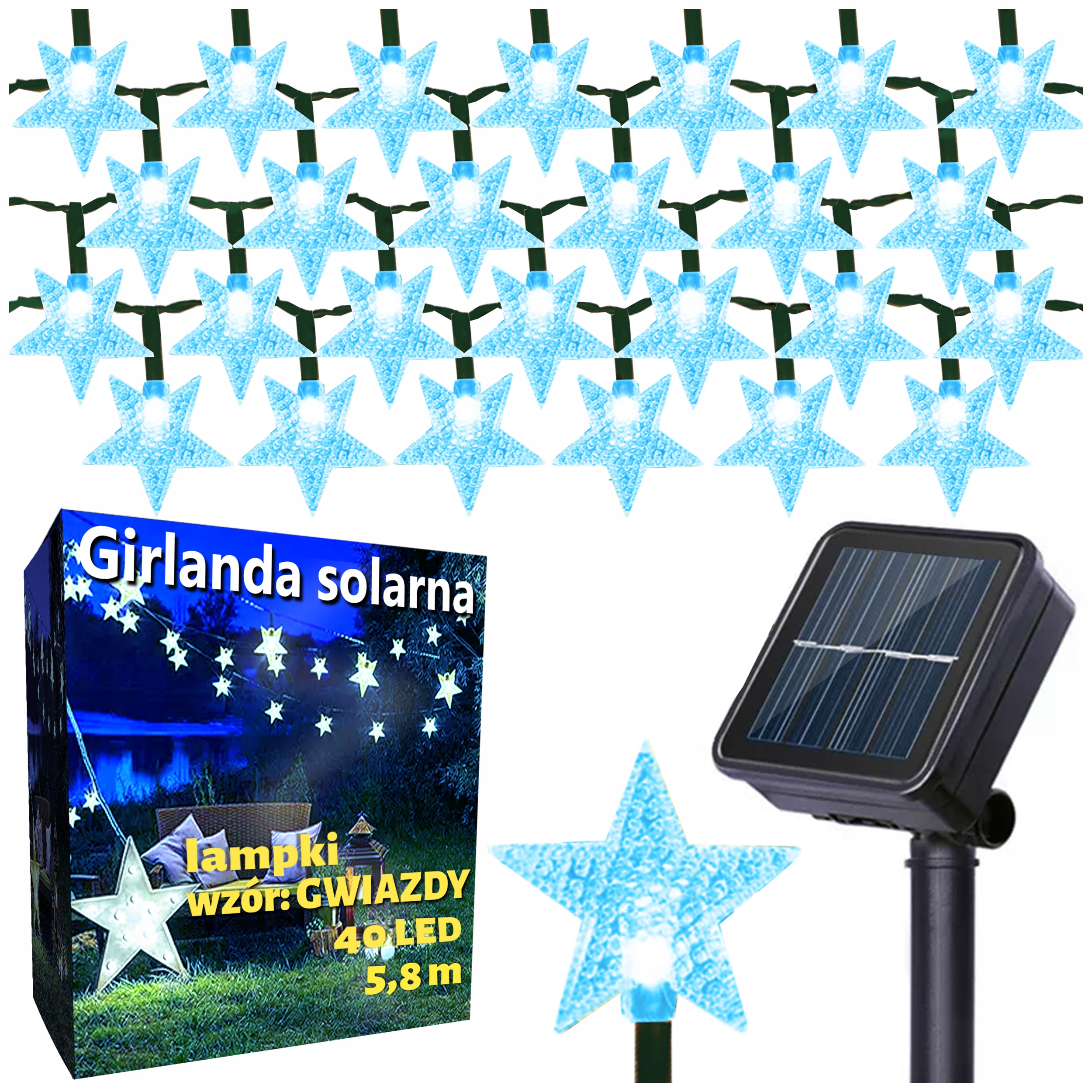 

Girlanda Świetlna Gwiazdki Solarna Lampki Led