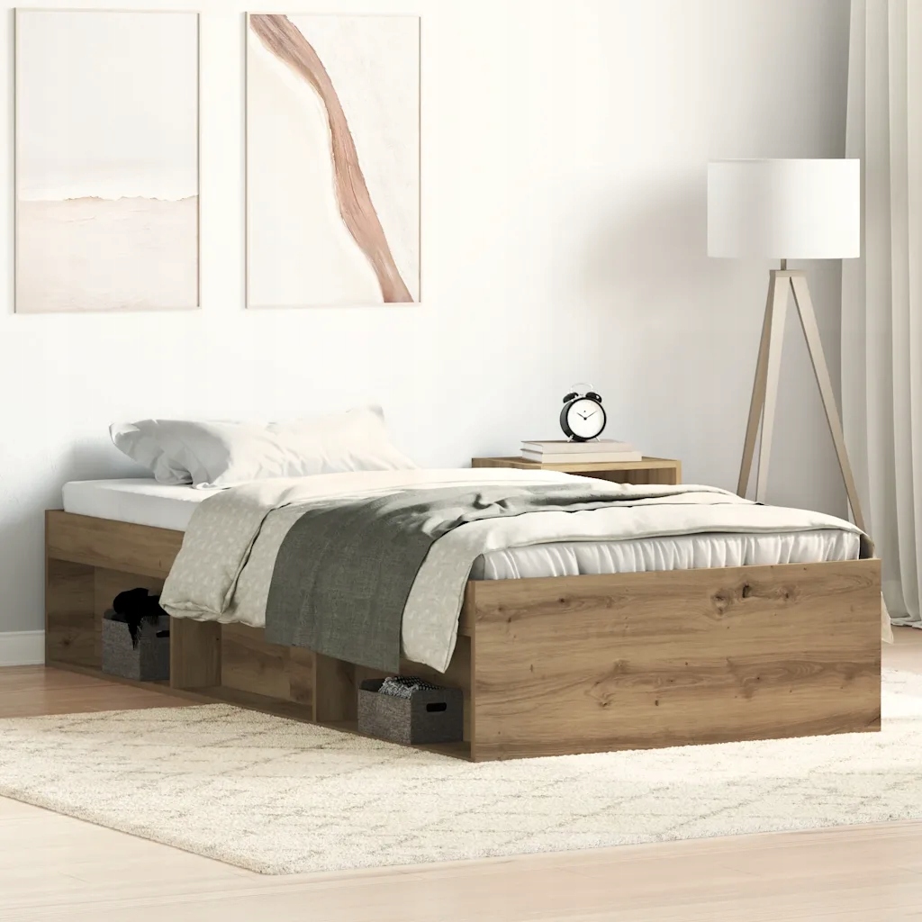 Rám postele bez matrace dub artisan 75x190cm Dřevěné konstrukce Hnědá 33293
