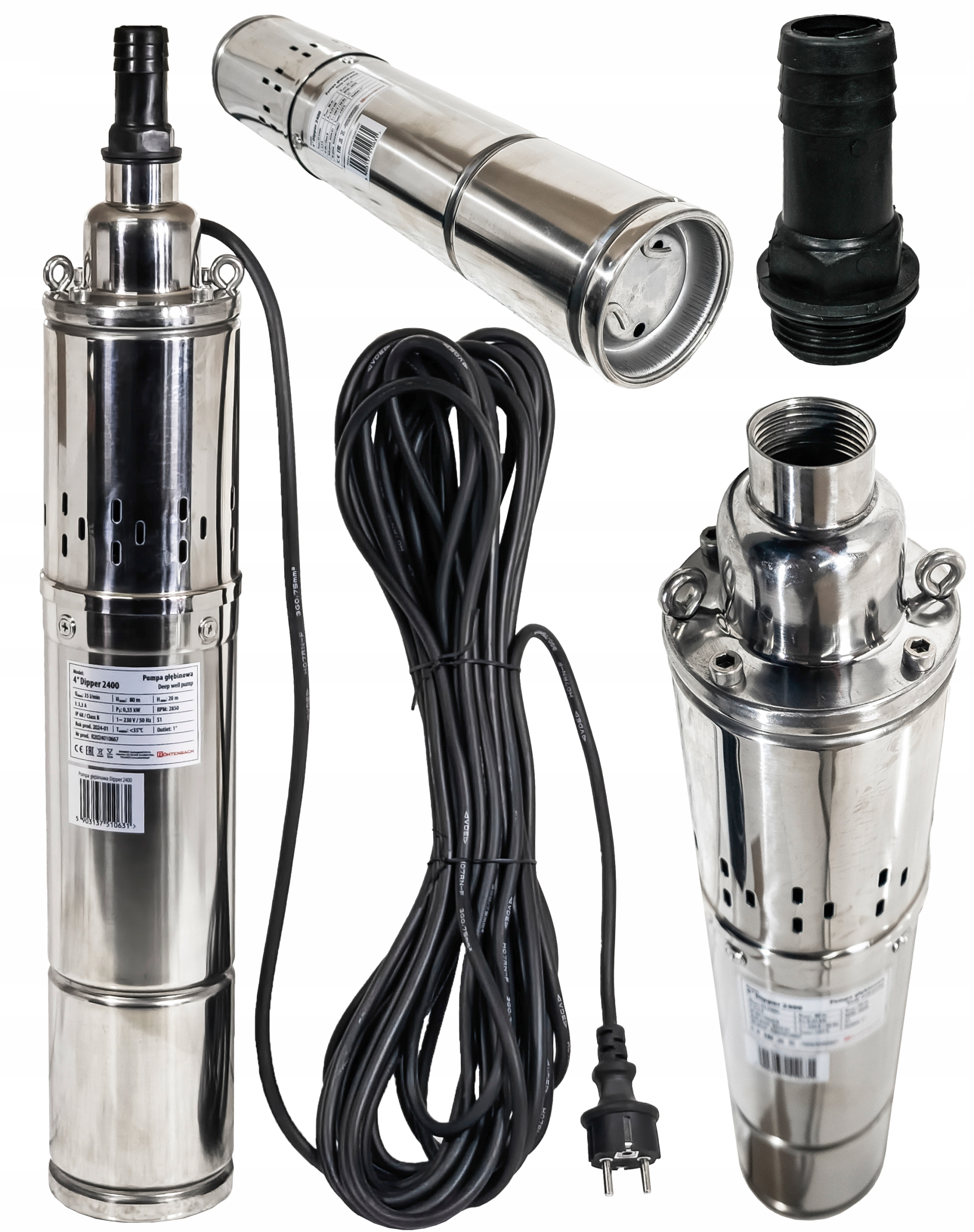 Pompa Głębinowa Wydajna Do Wody Czystej Kabel 15M Dipper 2400 Rohtenbach