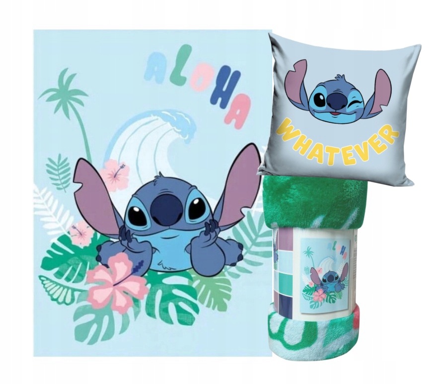 Lilo I Stitch Koc pluszowy Poduszka Poszewka 40x40 Zestaw Dziecięcy
