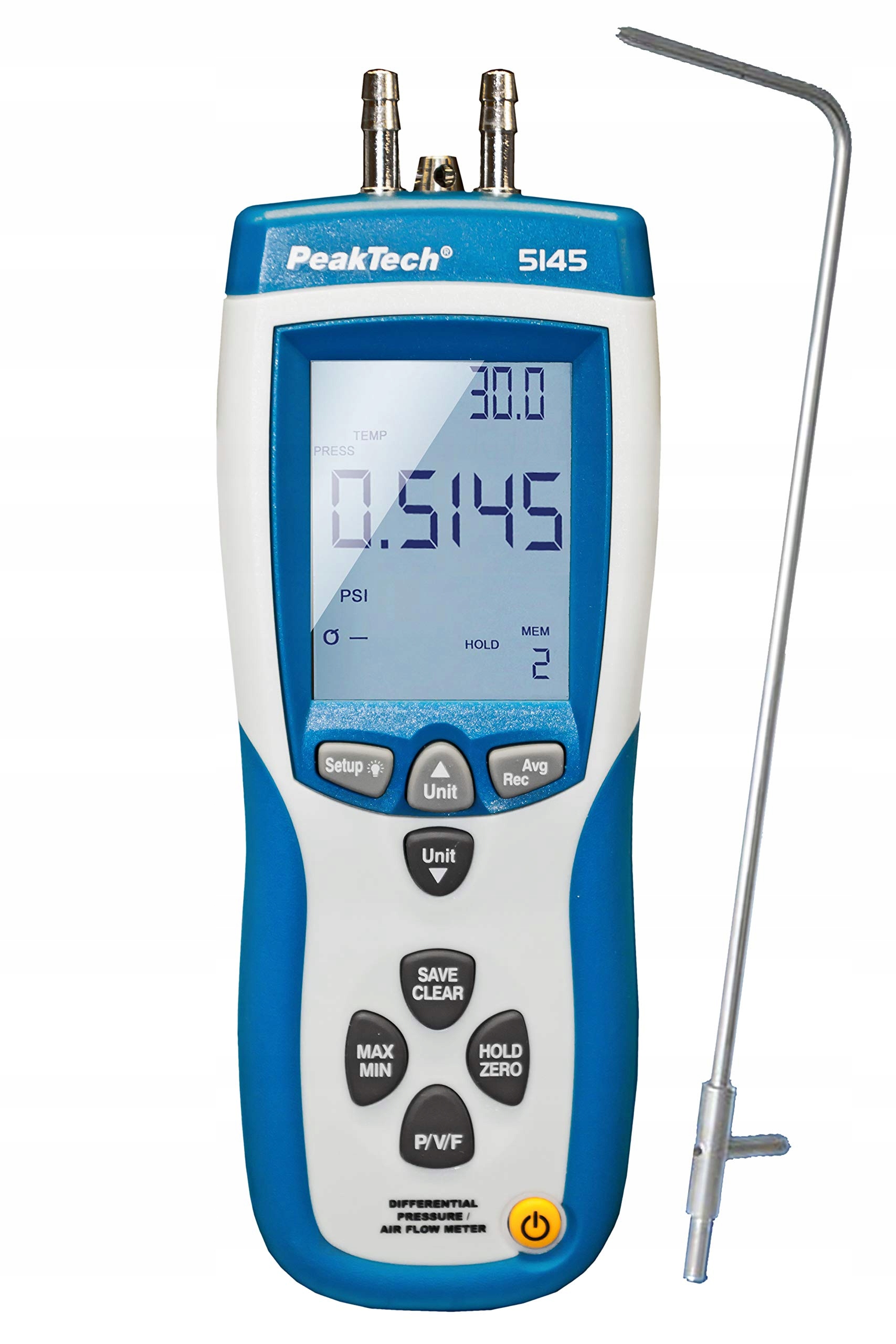 PeakTech P 5145 2 v 1 Merač tlaku a rýchlosti vzduchu, Usb