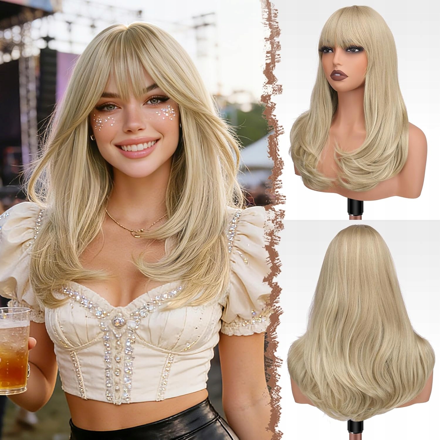Feshfen Dámská dlouhá paruka s hřívou – Blond 45 cm