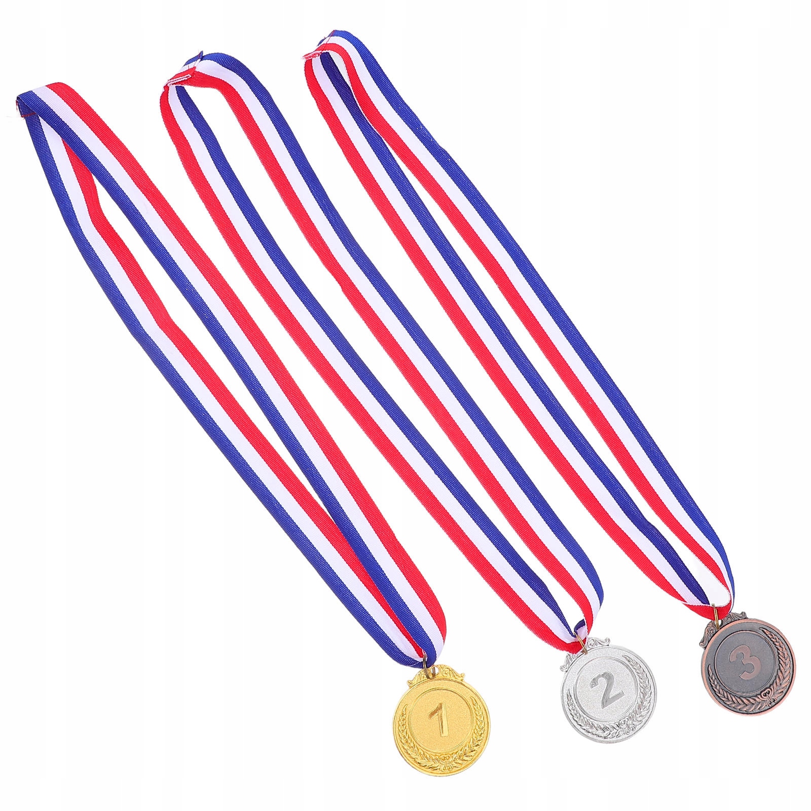 3 Sztuki Dekoracyjnych Metalowych Medali Złotych, Srebrych I Brązowych Dla