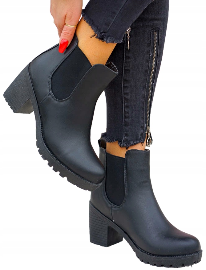 Botki Blogerki Damskie Na Obcasie Z Gumą 40 Marka bez marki