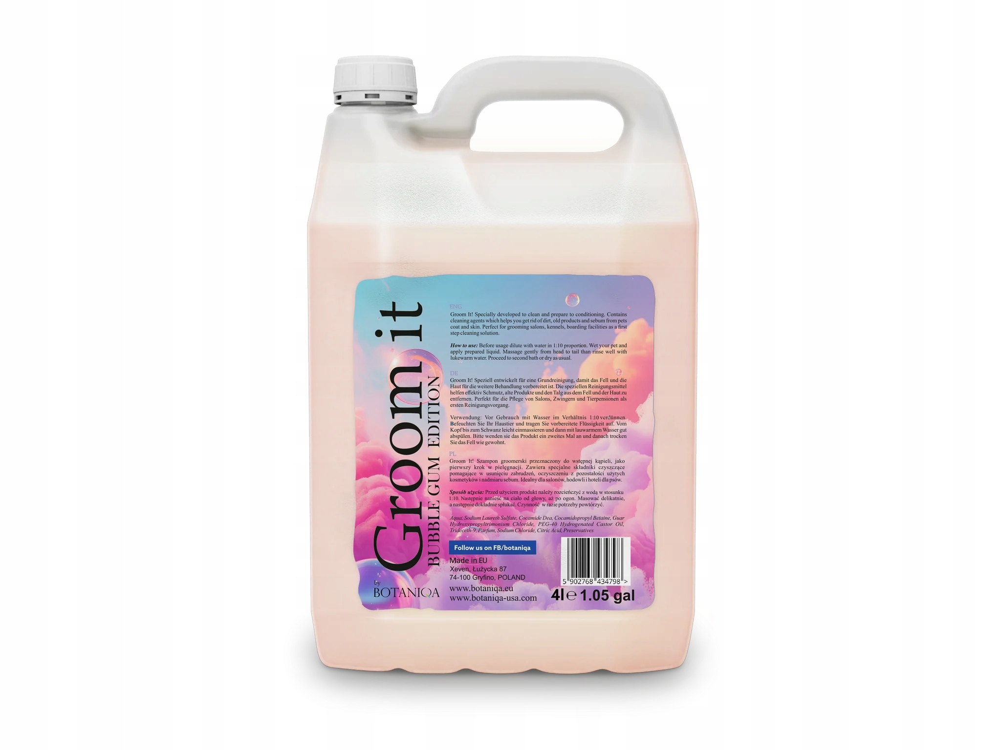 Botaniqa Groom It Bubble Gum 4 L szampon do wstępnej kąpieli dla psa