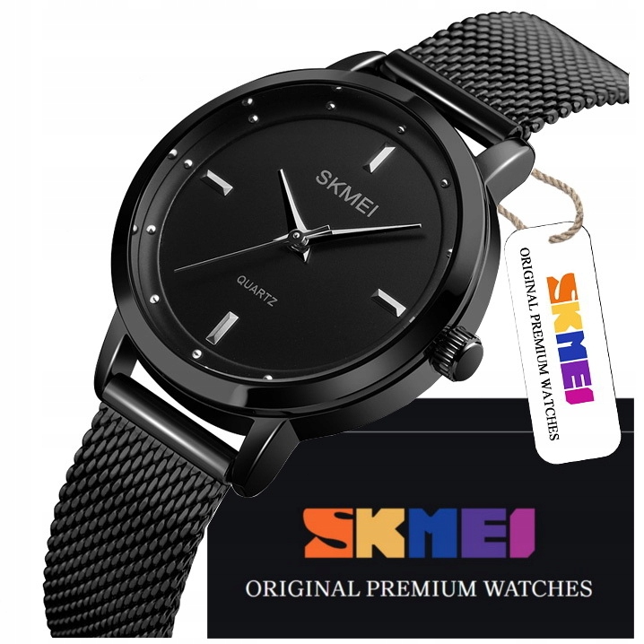 Malé Elegantní Dámské Hodinky Skmei S Ručičkami Na Mesh Náramku, Černé