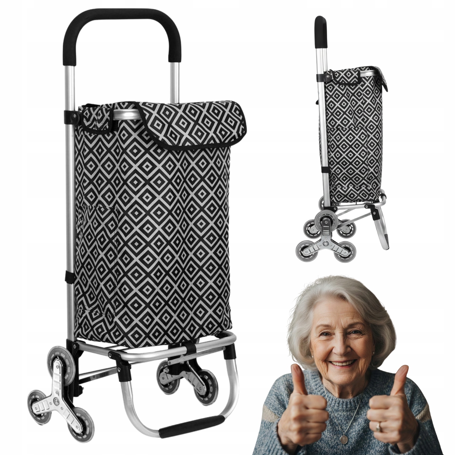 Taška Milan Čtverce Na Nákupy Vozík Na Kolečkách 3 Kolečka Na Schody 40 L