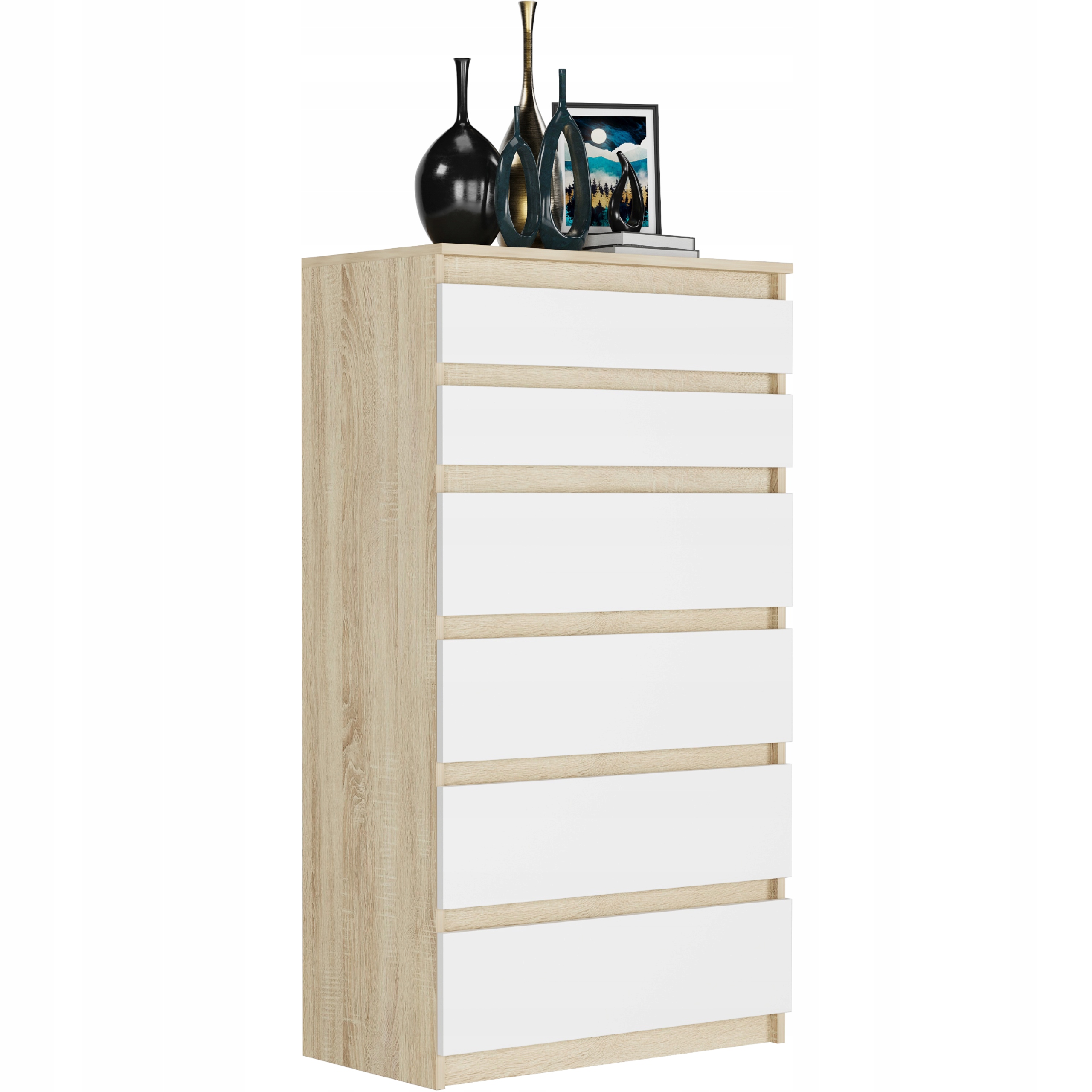 NOWOCZESNA KOMODA SZAFKA 6 SZUFLAD SONOMA MIX R-6 MIX SONOMA