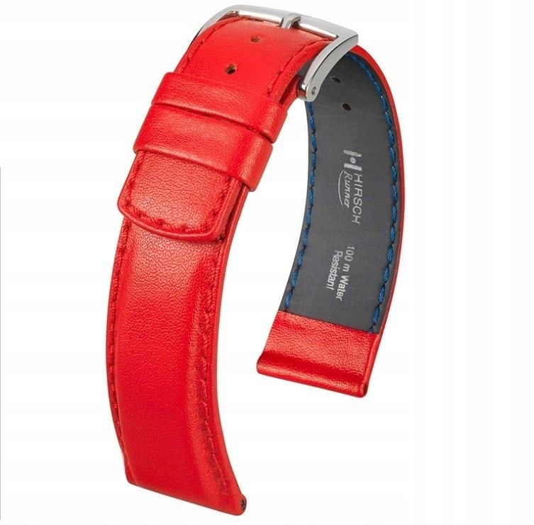 Červený kožený opasek 22 mm Hirsch Nqr Runner
