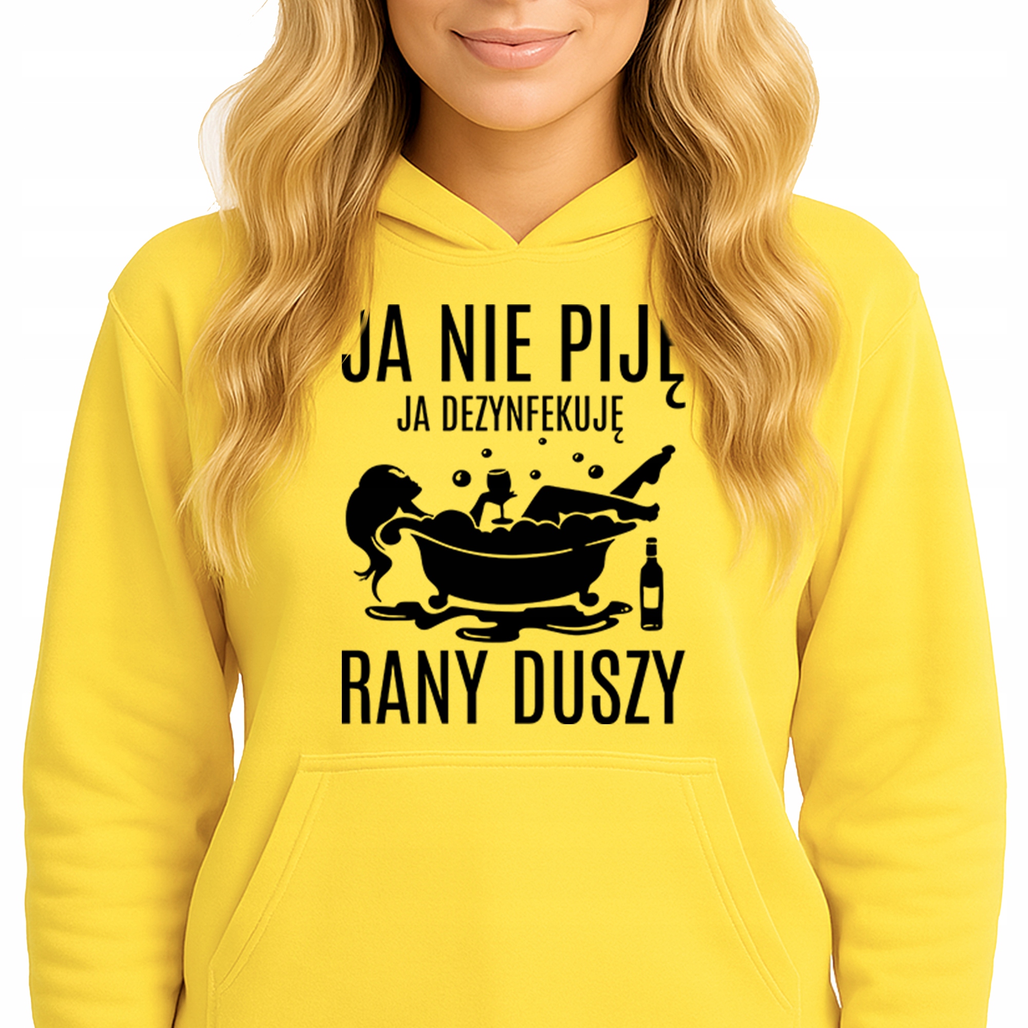 Mikina S Kapucí Žlutá bavlněná mikina Módní dezinfikuje rány duše S