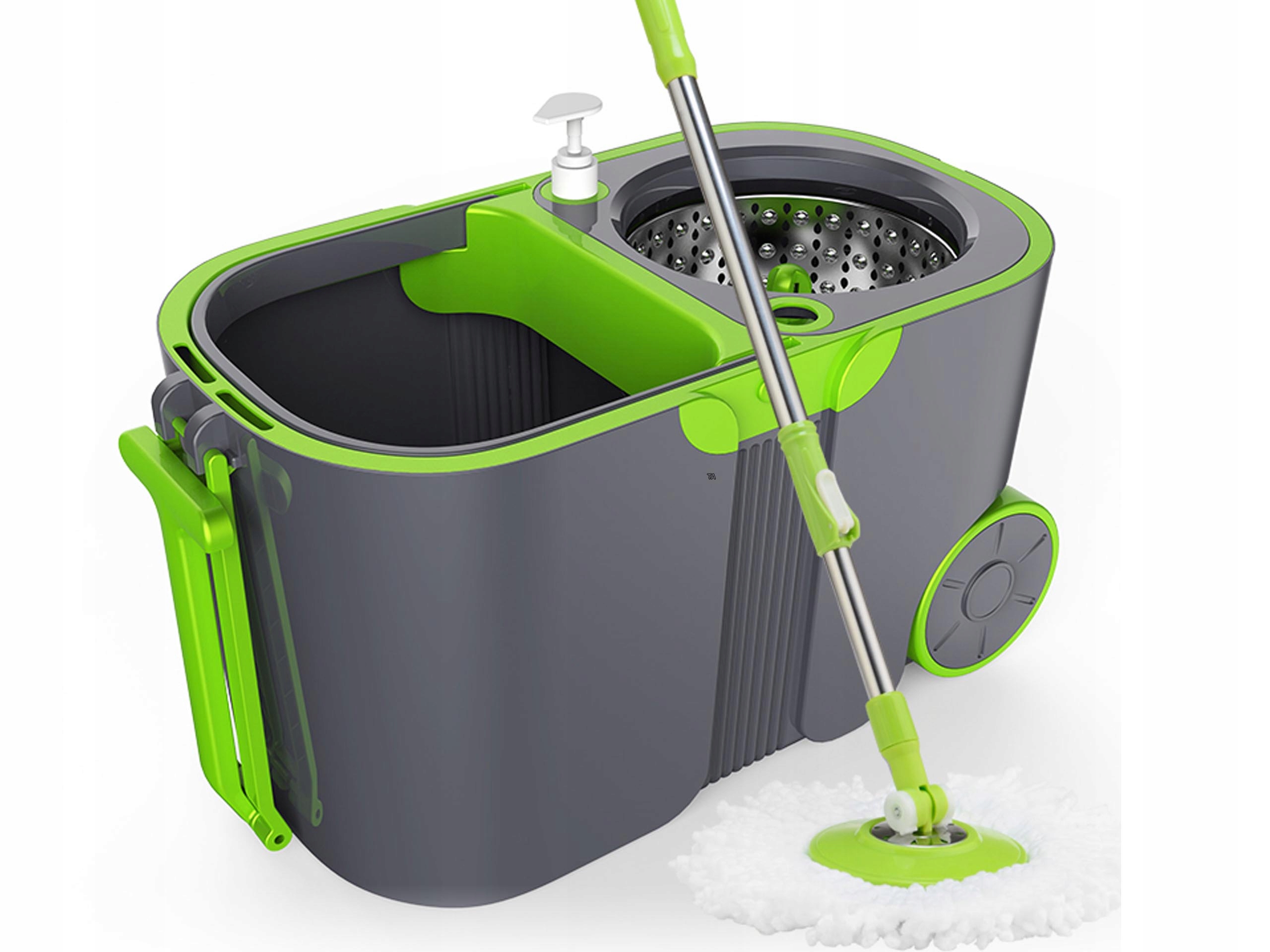 Mop Obrotowy Rotacyjny 360 Turbo Wiadro Zestaw 2x Nakładki Mikrofibra