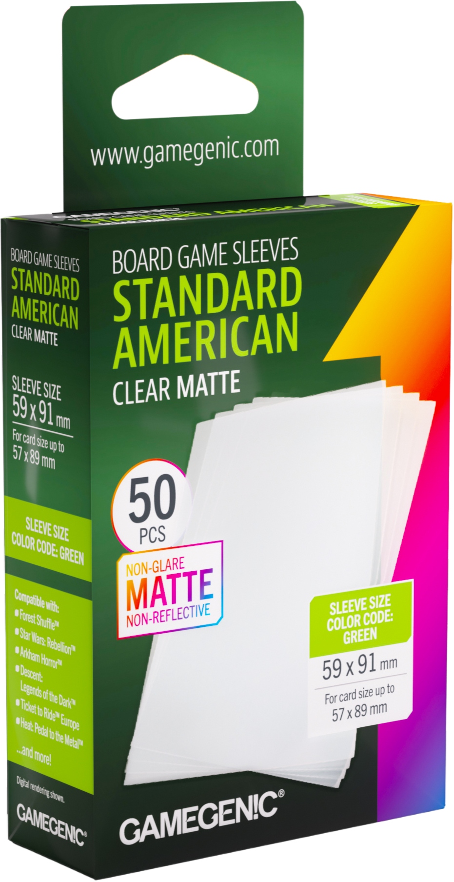 Koszulki na karty Gamegenic: Standard American (59x91 mm) Clear Matte 50
