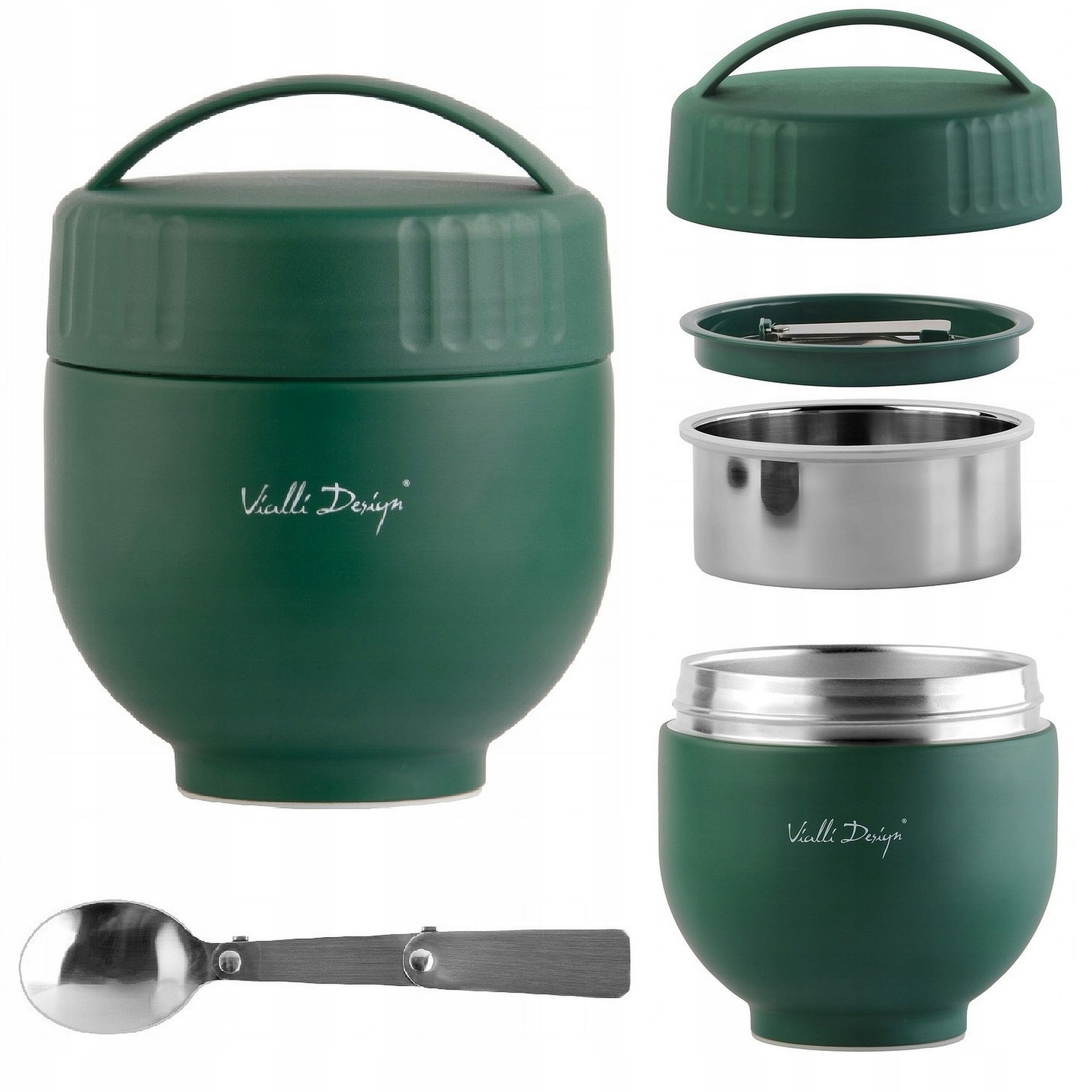 Termos Obiadowy Próżniowy Z Łyżką Na Zupę Ziemniaki Mięso Fuori Zielony 680