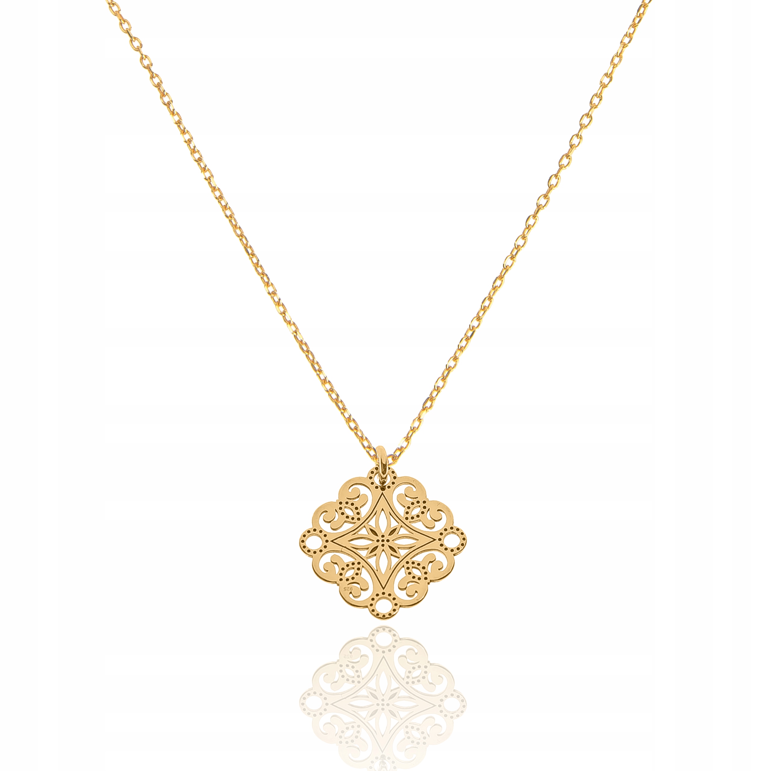 

Naszyjnik srebrny pozłacany z rozetką