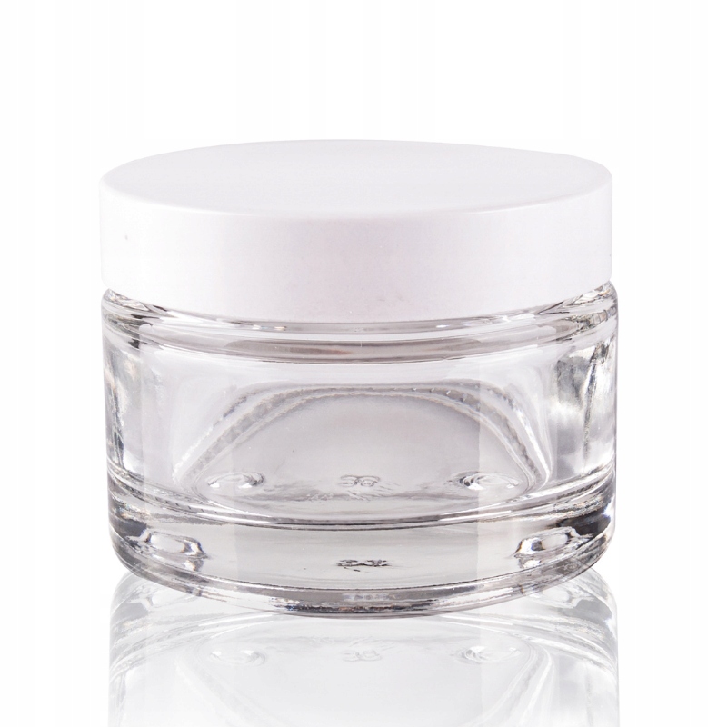 

Słoik szklany bezbarwny 50ml z nakrętką białą x5