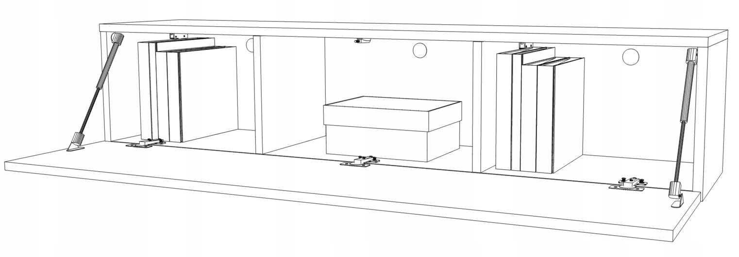 Szafka RTV Wisząca Pod Telewizor Komoda Loft Dąb Lancelot Czarna 140 Kolekcja RTV RUBI