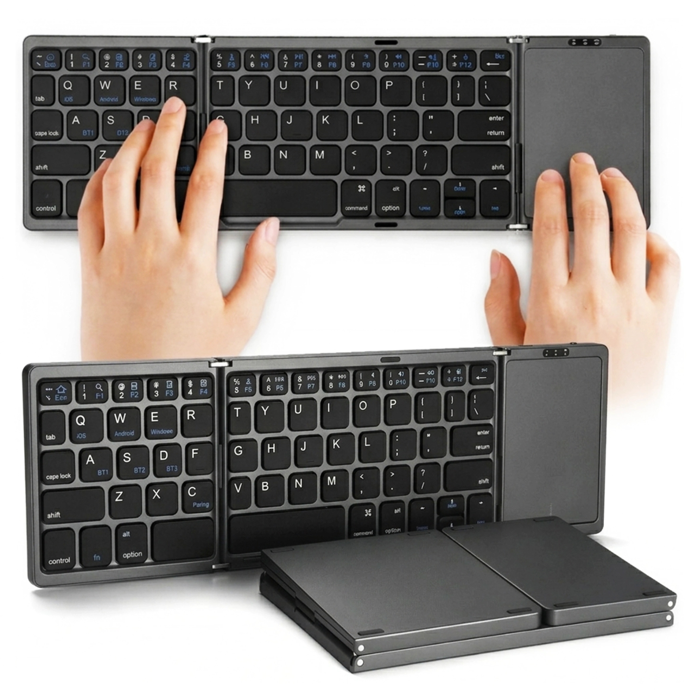 Bezdrátová Skládací Klávesnice, Tichý Kancelářský Touchpad, Slim