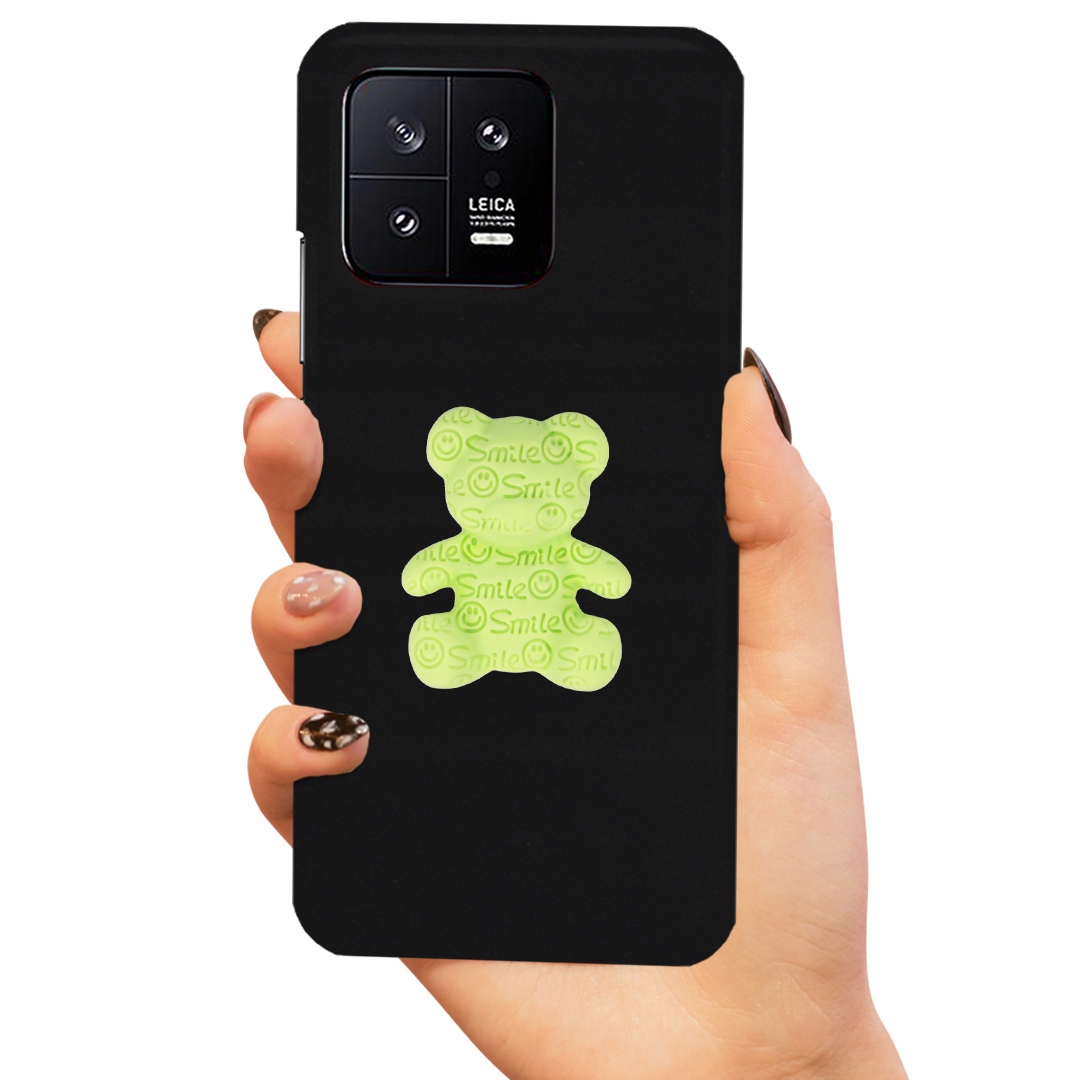 Matné Čierne Puzdro Pre Xiaomi 13 Zelený Medvedík