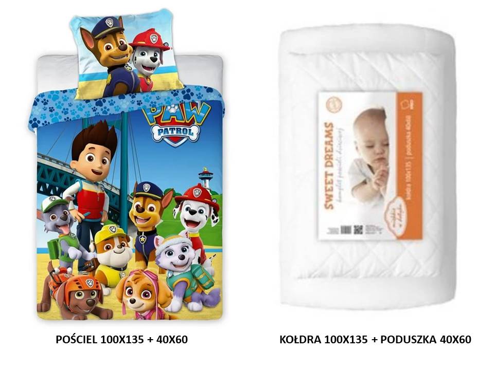 

Kołdra+poduszka+pościel 100x135 Psi Patrol Pieski