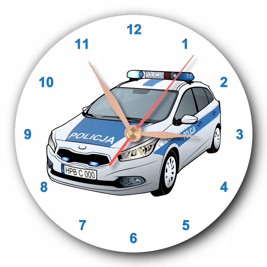 

Zegar ścienny z radiowozem auto policja radiowóz