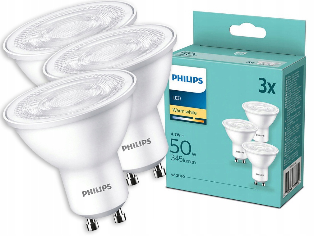 

3x Żarówka Led GU10 4.7W 50W 380lm 2700K Philips