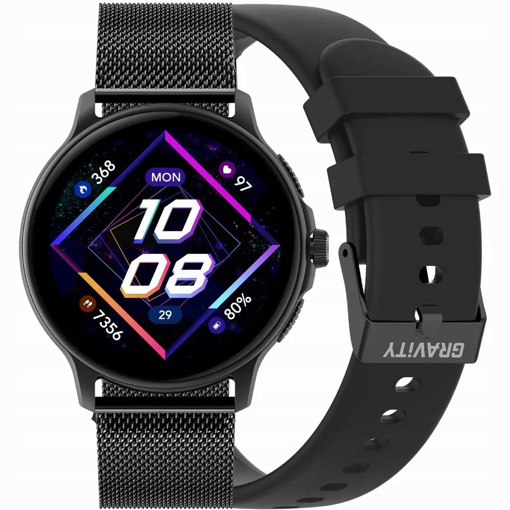 Gravity GT12-1 černé chytré hodinky s měřením tlaku
