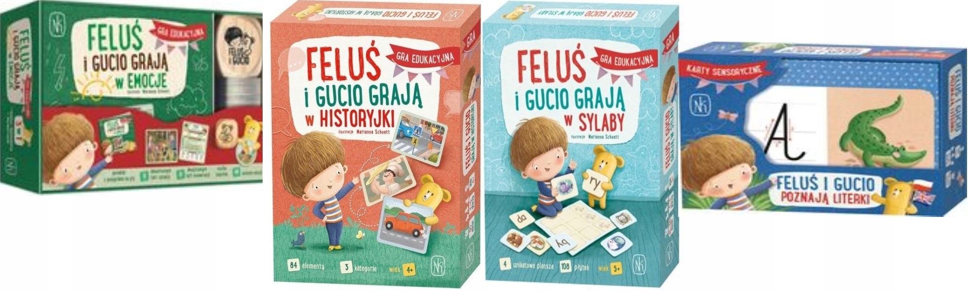 Feluś i Gucio poznają literki grają w sylaby w emocje +w historyjki