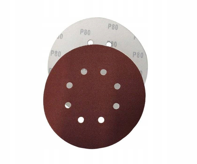 Krążki na rzep 180 mm P80 papier otwory 10 szt GR80