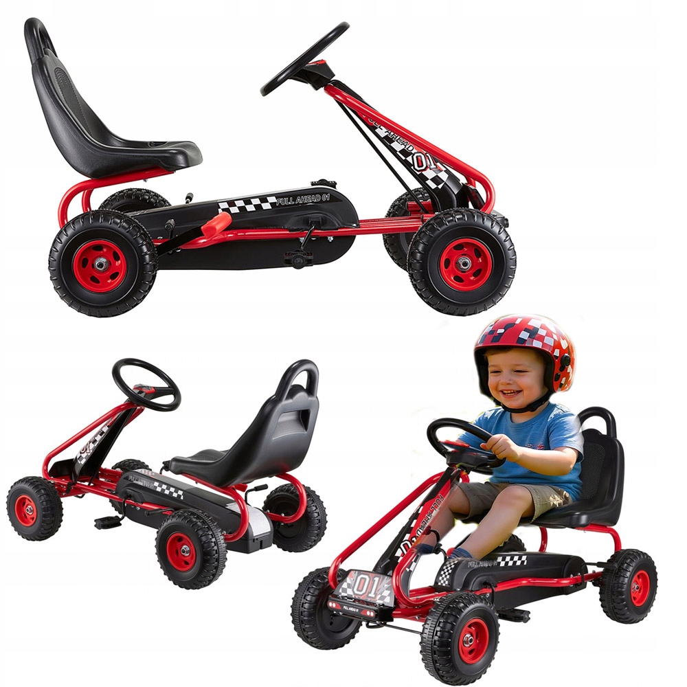 Metalowy Gokart na pedały duży z hamulcem ręcznym jeździk dla dzieci