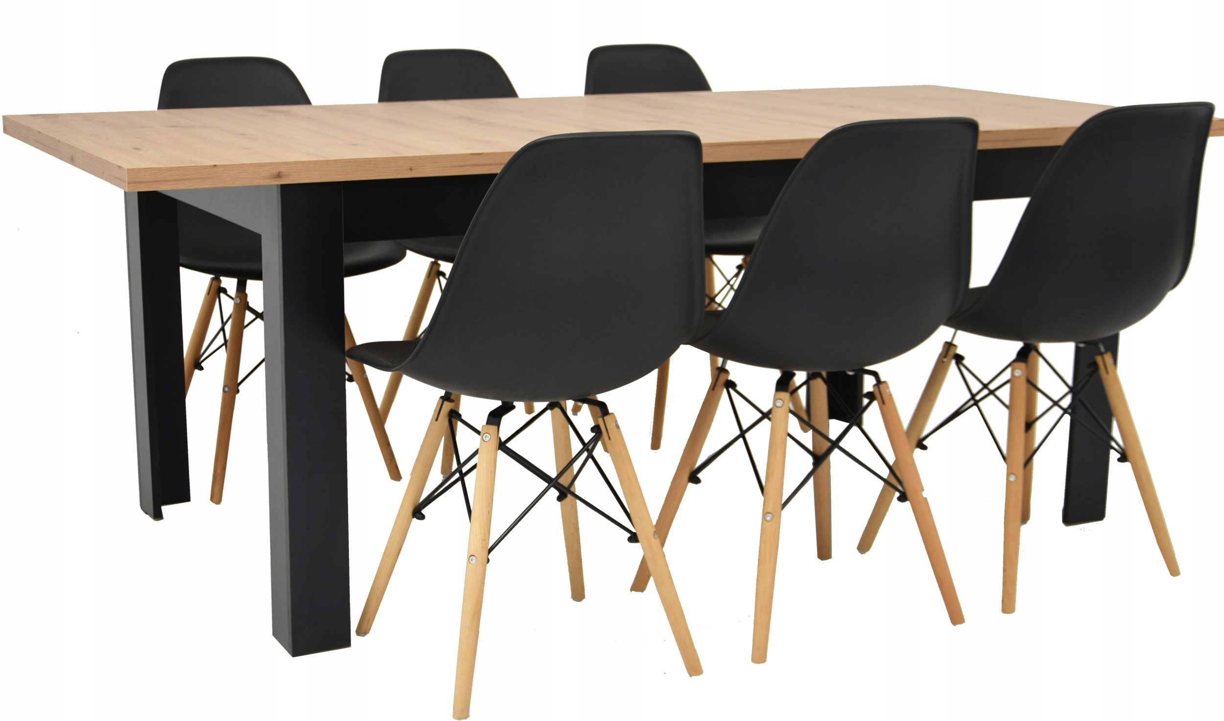 Zestaw 6 krzeseł i stół 90x160/200 blat artisan