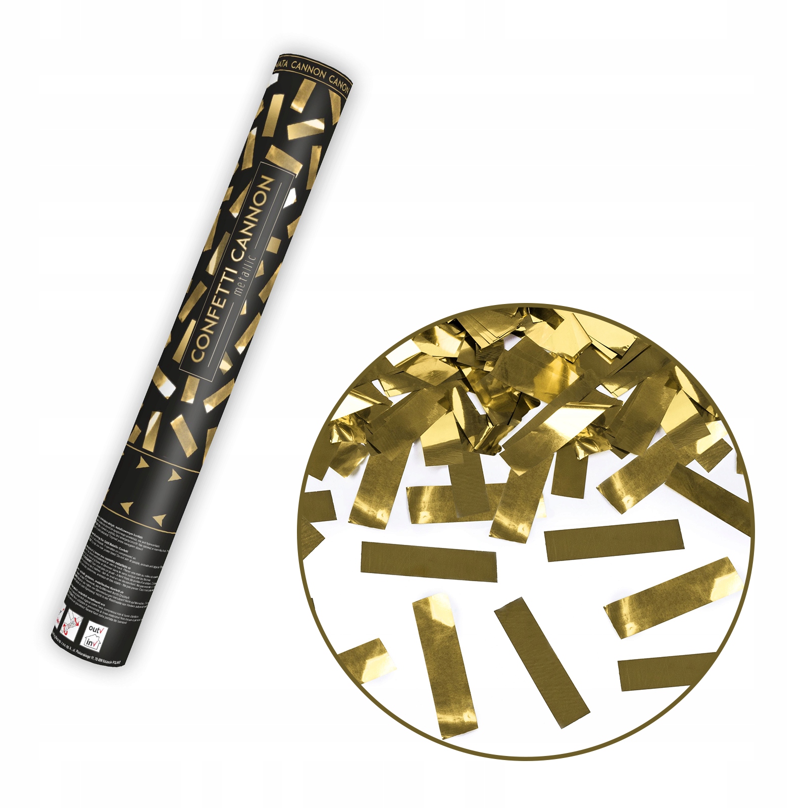 TUBA STRZELAJĄCA konfetti ZŁOTE 40 cm na urodziny ślub wesele sylwestra