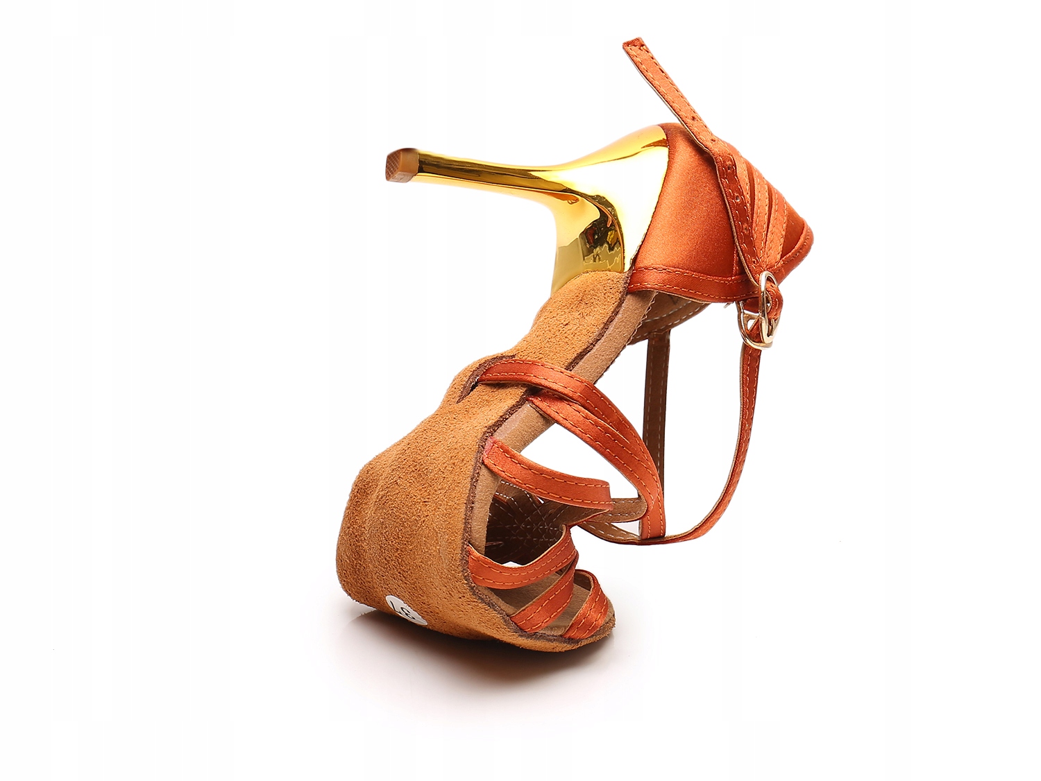 BUTY DO TAŃCA TANECZNE BRĄZOWE - ZŁOTY OBCAS 7,5cm Rozmiar 40