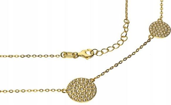 Stříbrný pozlacený náhrdelník 925 kroužky s bílými zirkony, kolečka jsou módní