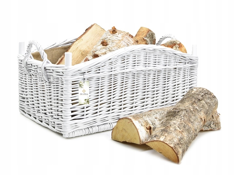Koš Krabice z proutí na dřevo Košík do krbu Nádoba na palivo s Jutou