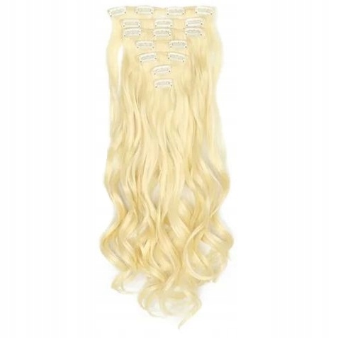Clip-in Vlasy Kudrnaté Vlnité Připínací 7 Pásků velmi světlý blond 613