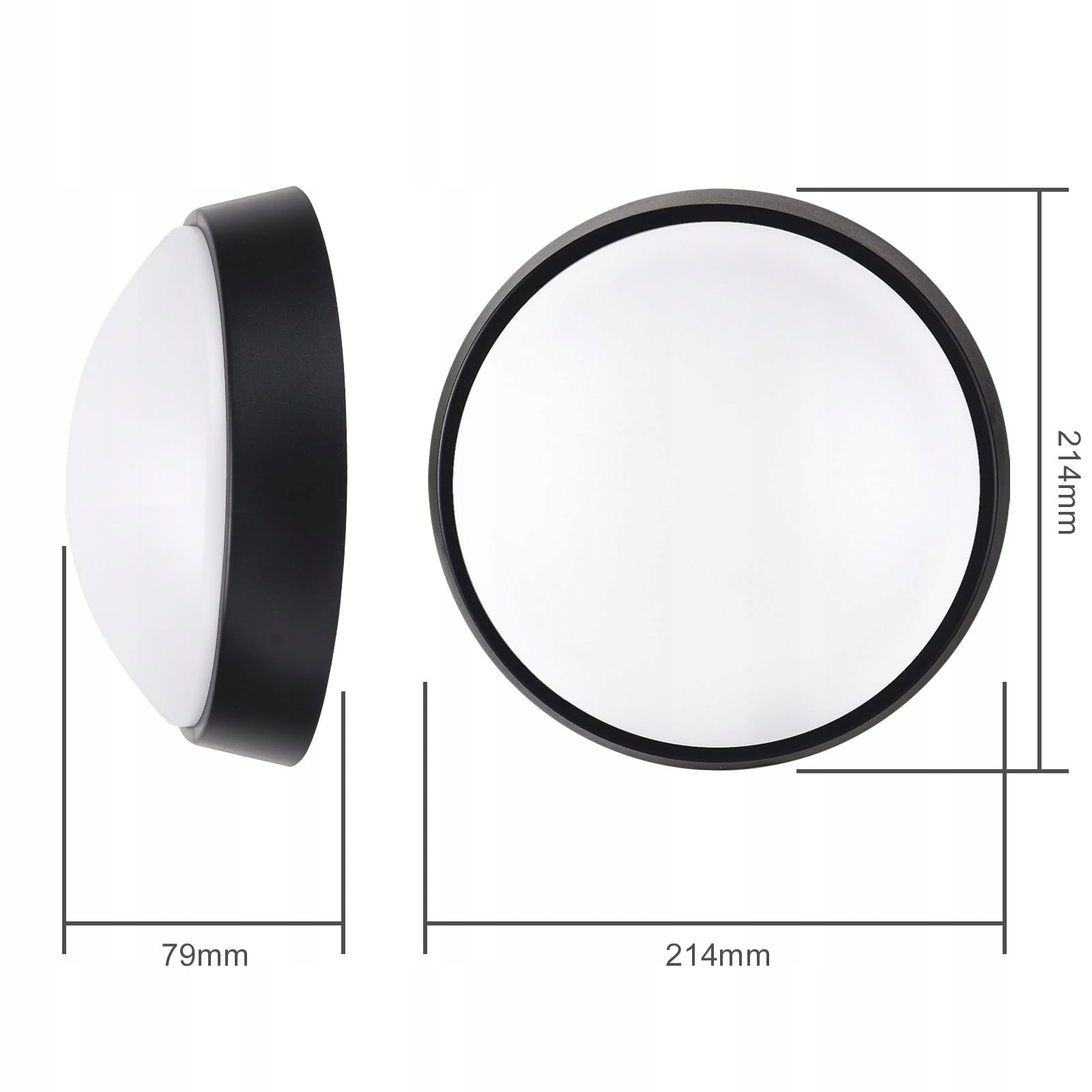 Lampa Sufitowa Ścienna LED Okrągła Czarna 2 Szt Do Wnętrz 18W 4000K IP65 M — miniatura 3