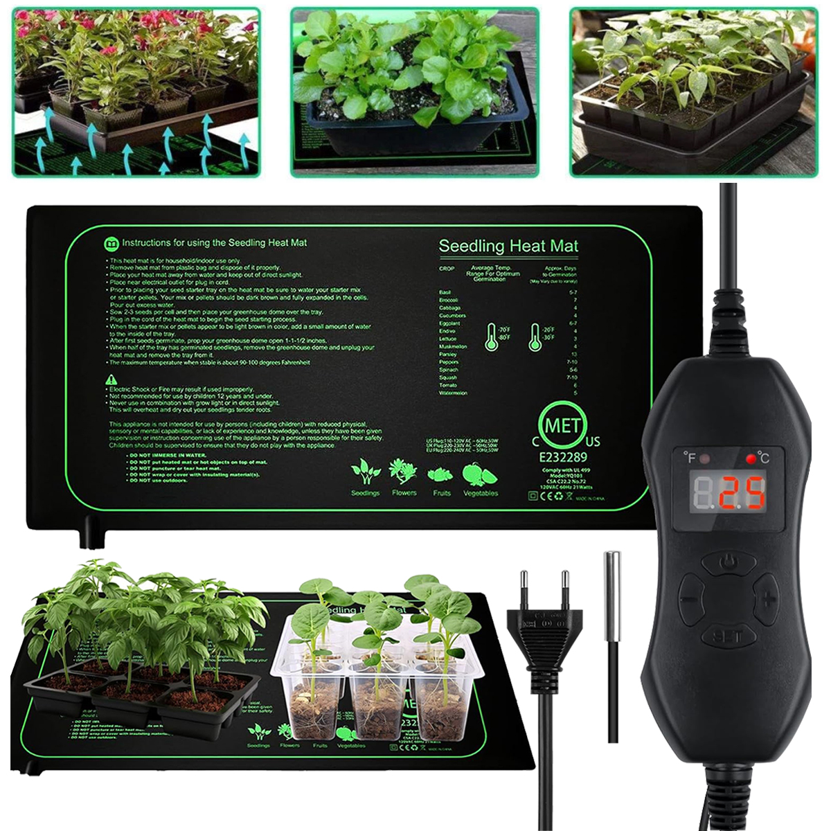 Levně Rostliny Vyhřívací Podložka Vyhřívací Podložka Pro Sazenice S Regulací Teploty