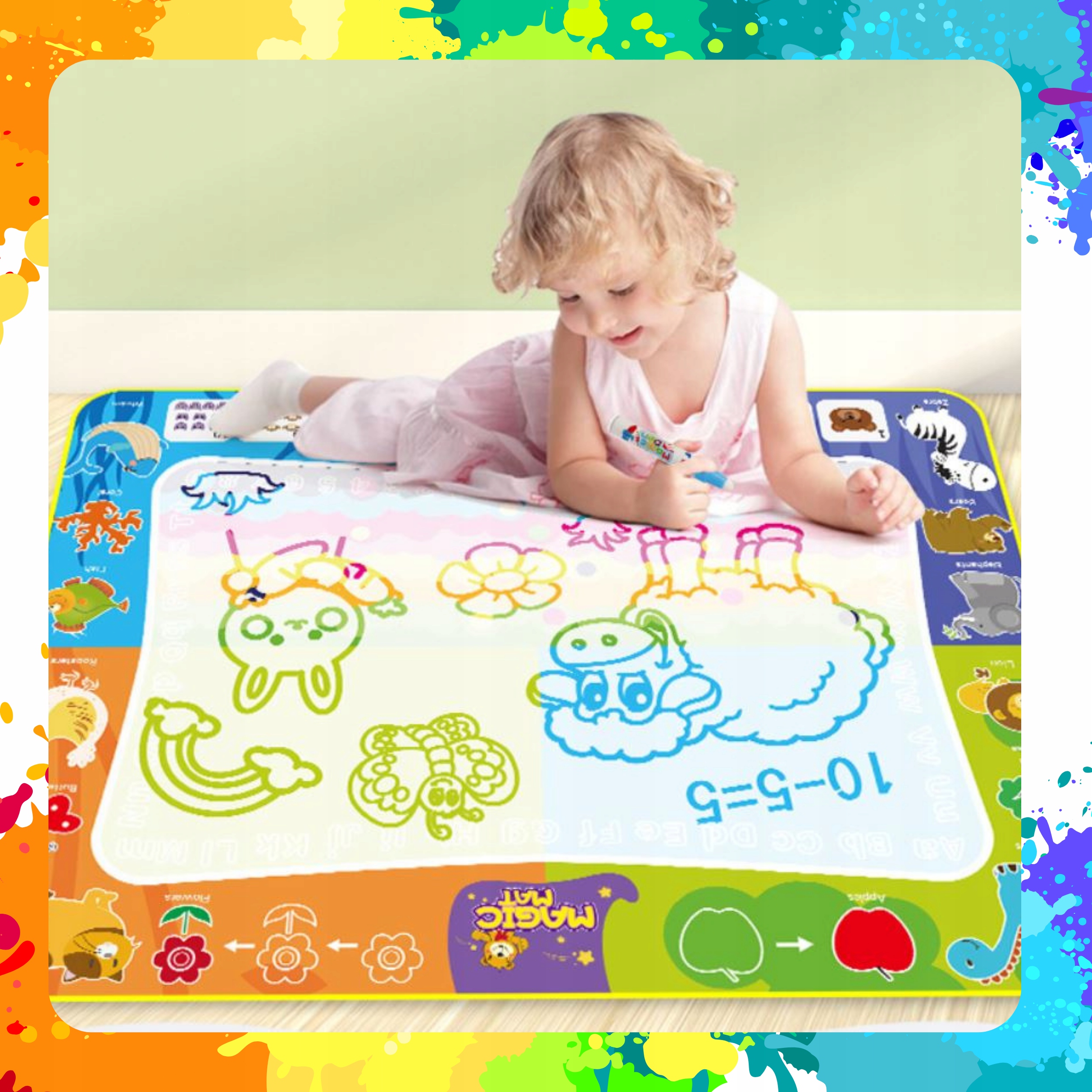 MATA WODNA DO MALOWANIA RYSOWANIA 120x90 PIECZĄTKI FORMY PISAKI ZESTAW XXL Marka WatchMe