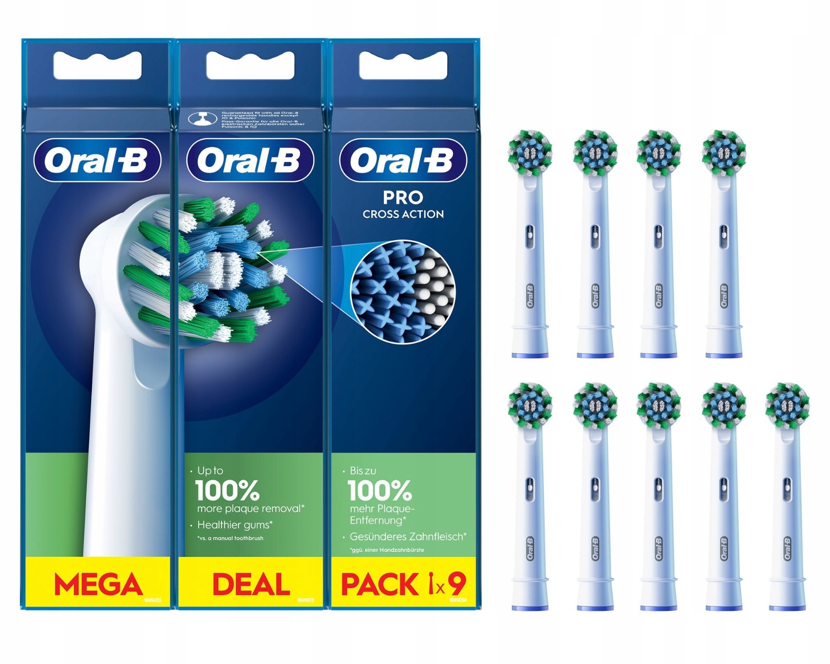 9 sztuk główek szczoteczki Oral-B Pro Cross Action biały 9x