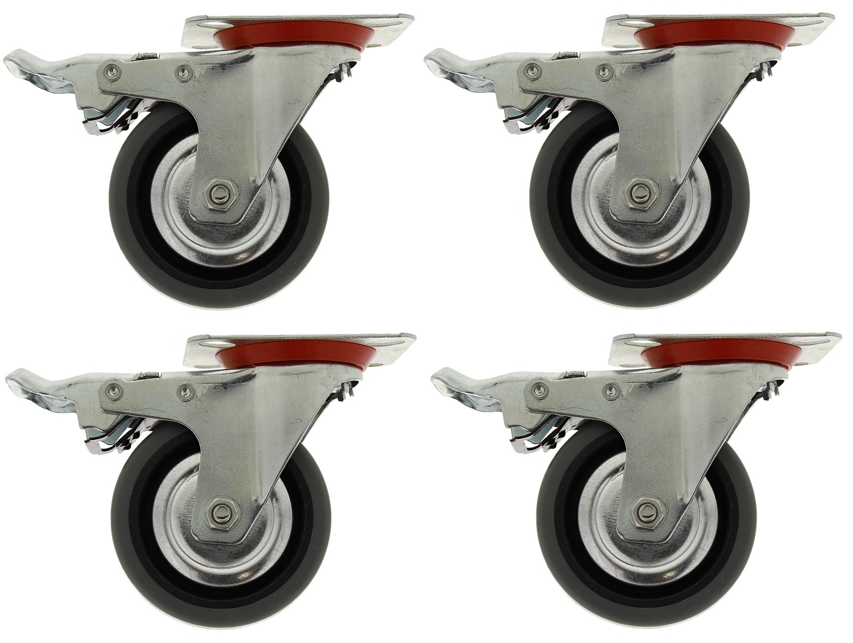 ZESTAW 4 KÓŁ KÓŁKA OBROTOWE HAMULEC 75MM 200KG