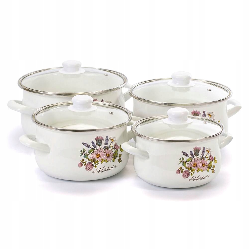 KOMPLET GARNKI indukcja emalia HERBAL 8 el.