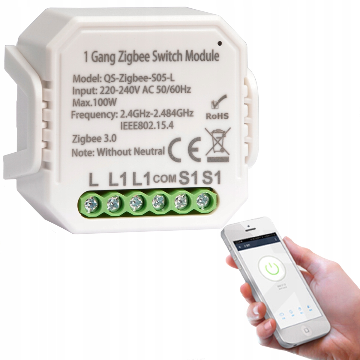 

Przełącznik Światła ZigBee 1-KANAŁOWY Tuya Bez N